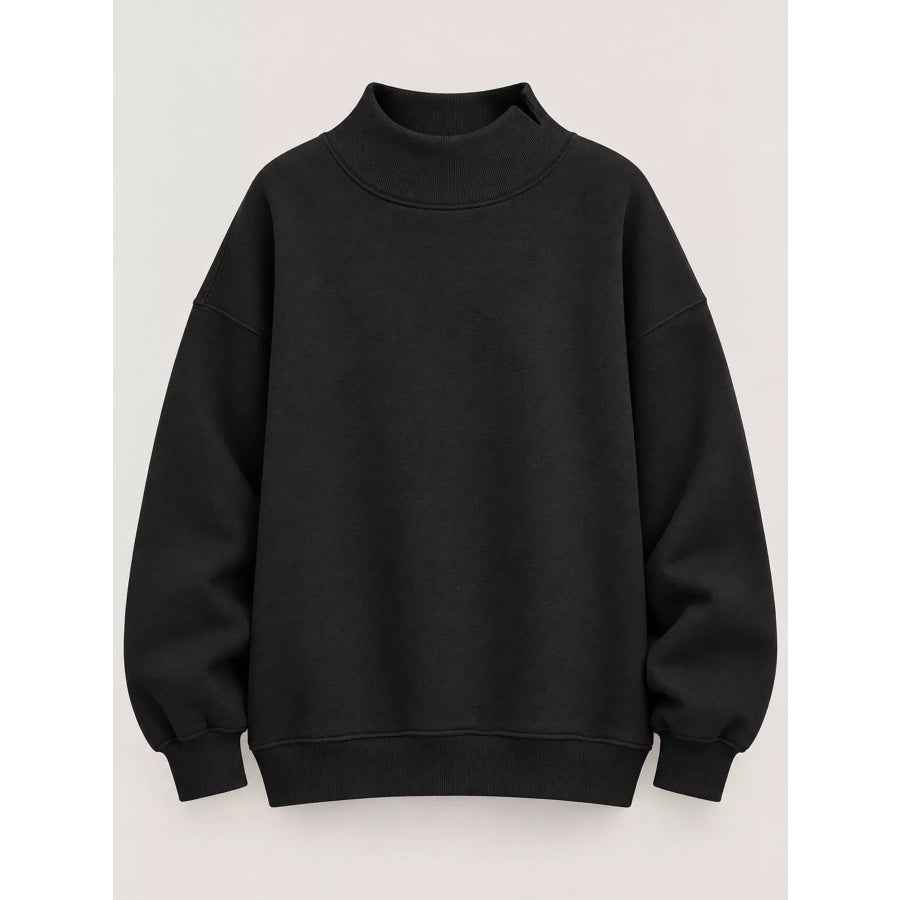 Oversized Mock Neck Long Sleeve Sweatshirt Apparel and Accessories