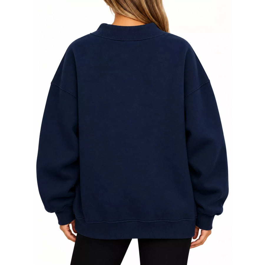 Oversized Mock Neck Long Sleeve Sweatshirt Apparel and Accessories