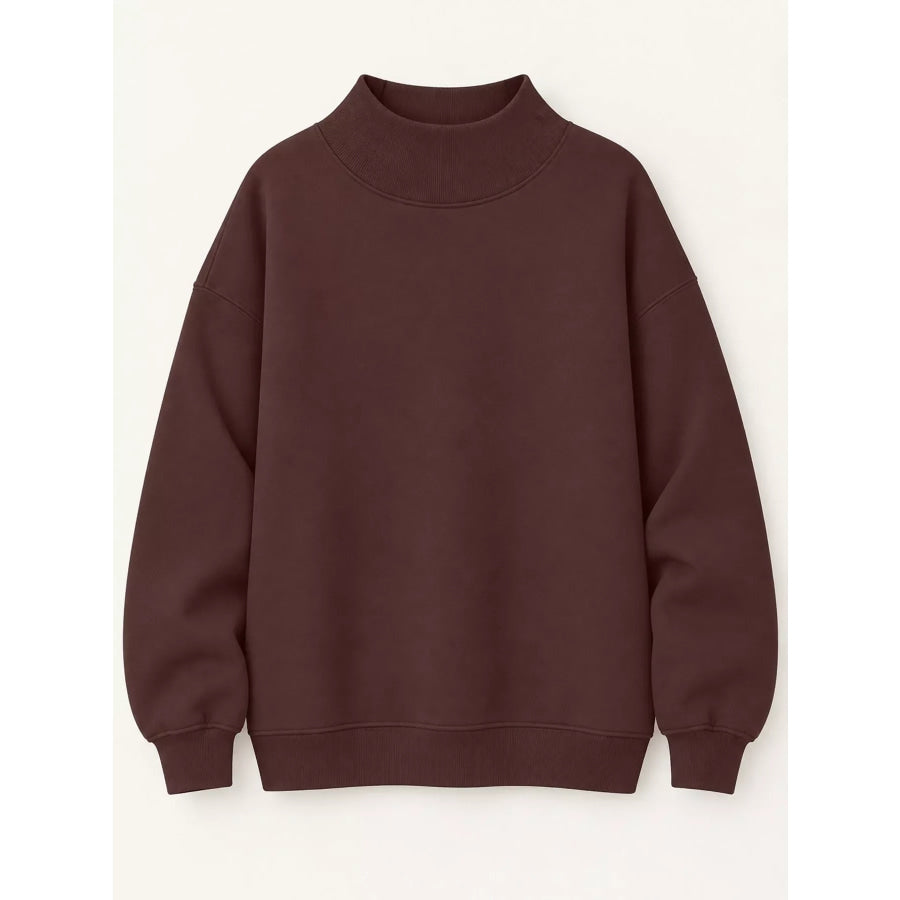 Oversized Mock Neck Long Sleeve Sweatshirt Apparel and Accessories