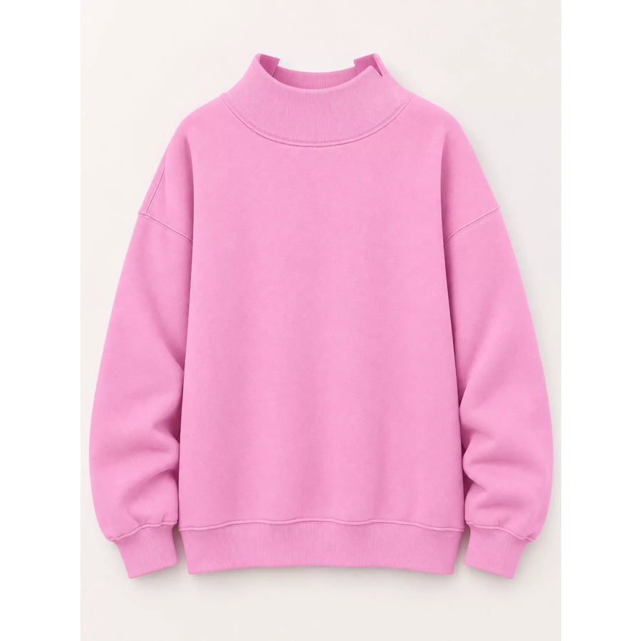 Oversized Mock Neck Long Sleeve Sweatshirt Apparel and Accessories