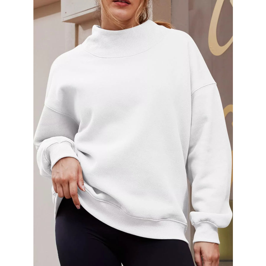 Oversized Mock Neck Long Sleeve Sweatshirt Apparel and Accessories