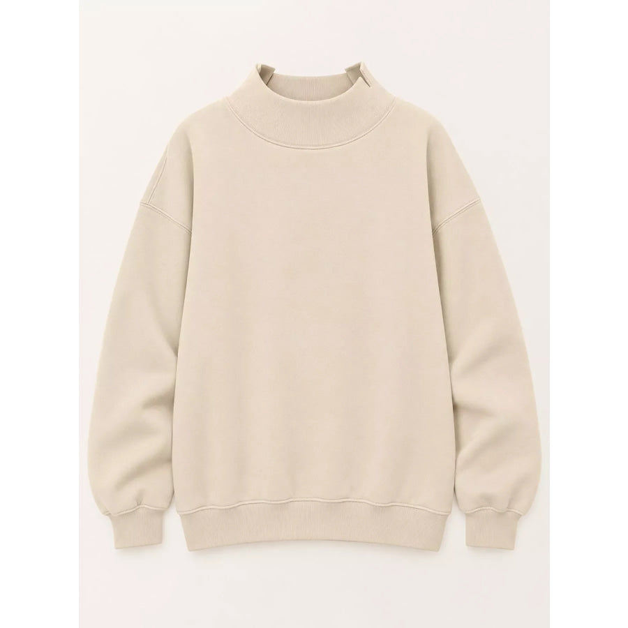 Oversized Mock Neck Long Sleeve Sweatshirt Apparel and Accessories
