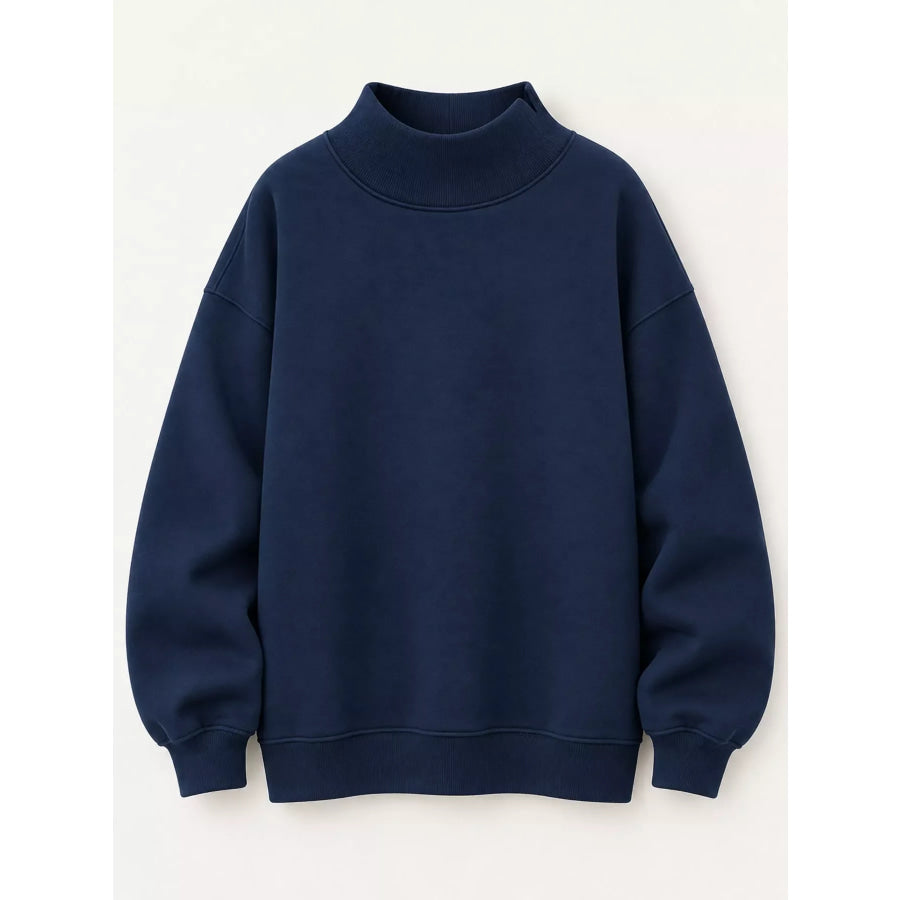 Oversized Mock Neck Long Sleeve Sweatshirt Apparel and Accessories