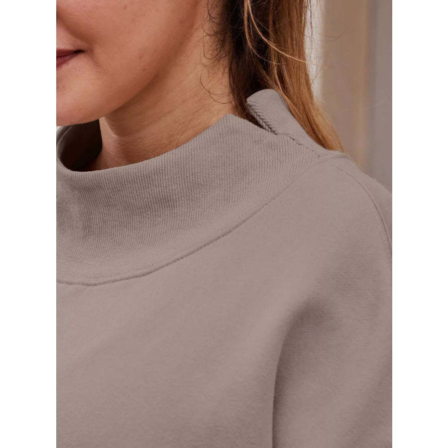 Oversized Mock Neck Long Sleeve Sweatshirt Apparel and Accessories