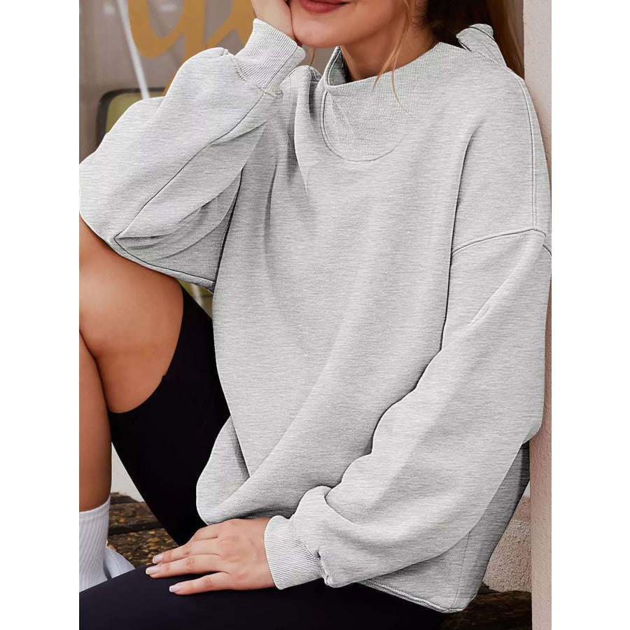 Oversized Mock Neck Long Sleeve Sweatshirt Apparel and Accessories