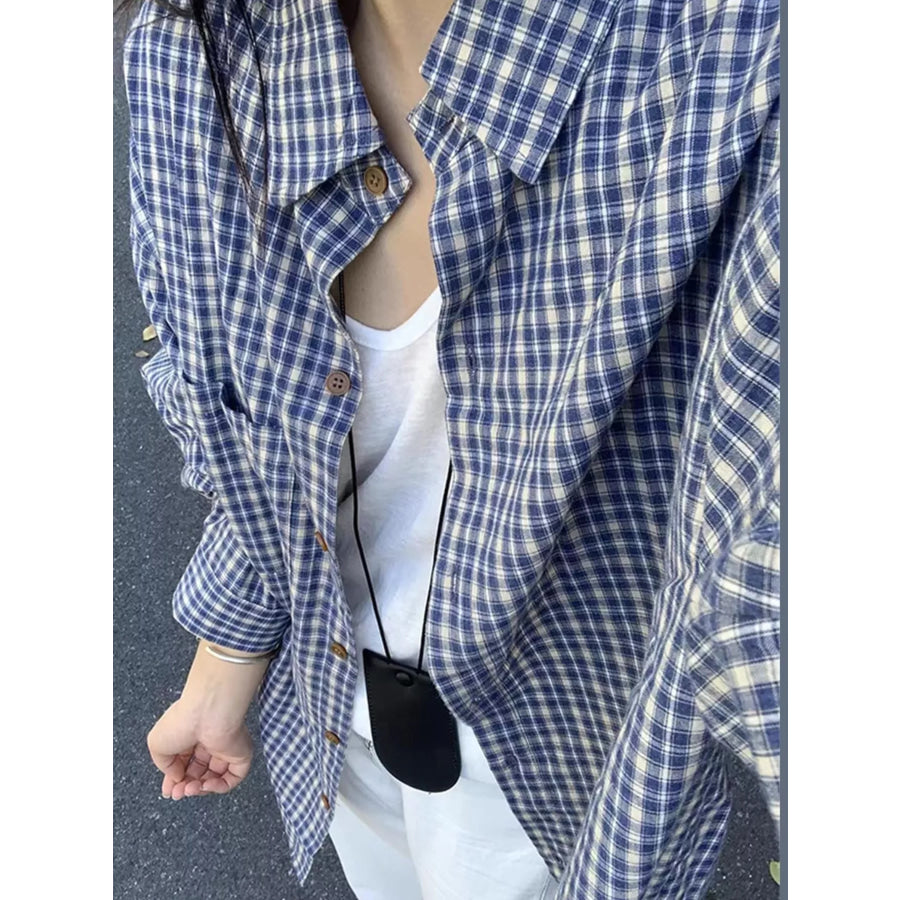 Oversized Plaid Button-Down Shirt Apparel and Accessories