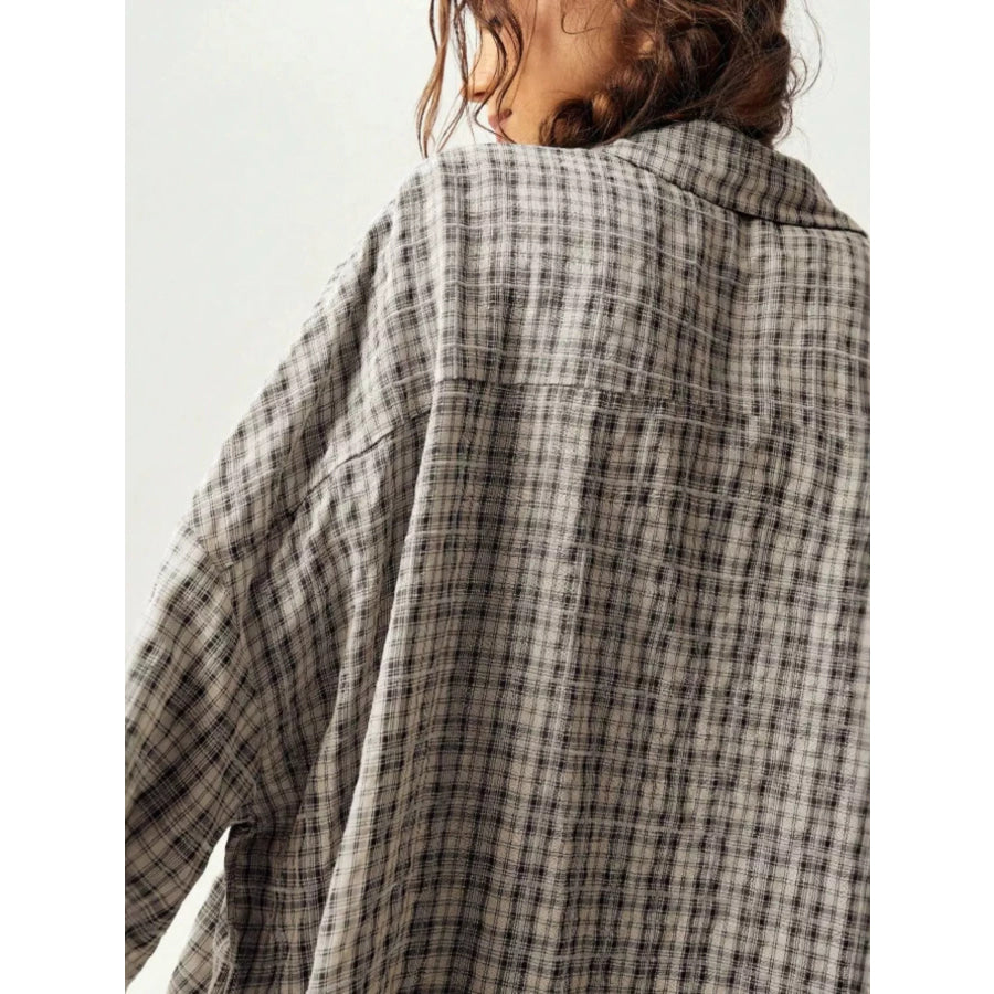 Oversized Plaid Button-Down Shirt Apparel and Accessories