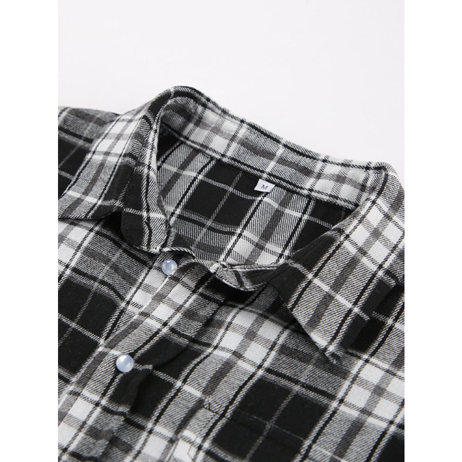 Oversized Plaid Button Up Shirt Apparel and Accessories