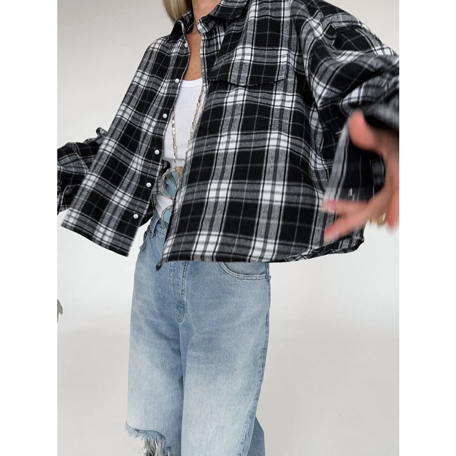 Oversized Plaid Button Up Shirt Apparel and Accessories