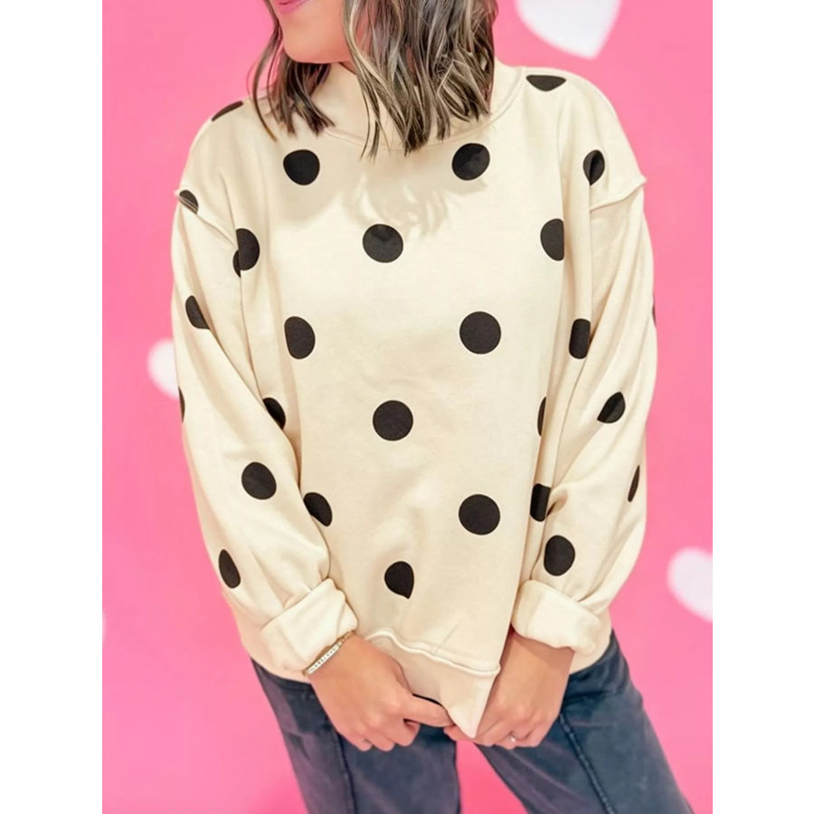 Oversized Polka Dot Crewneck Sweatshirt Apparel and Accessories