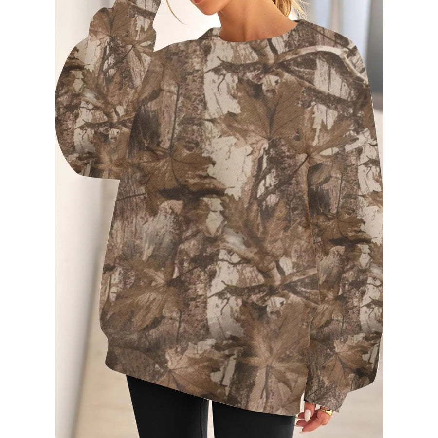 Oversized Printed Crew Neck Sweatshirt Apparel and Accessories
