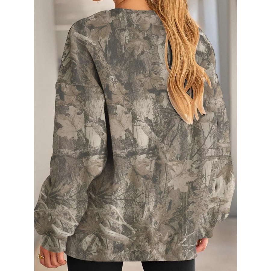 Oversized Printed Crew Neck Sweatshirt Apparel and Accessories