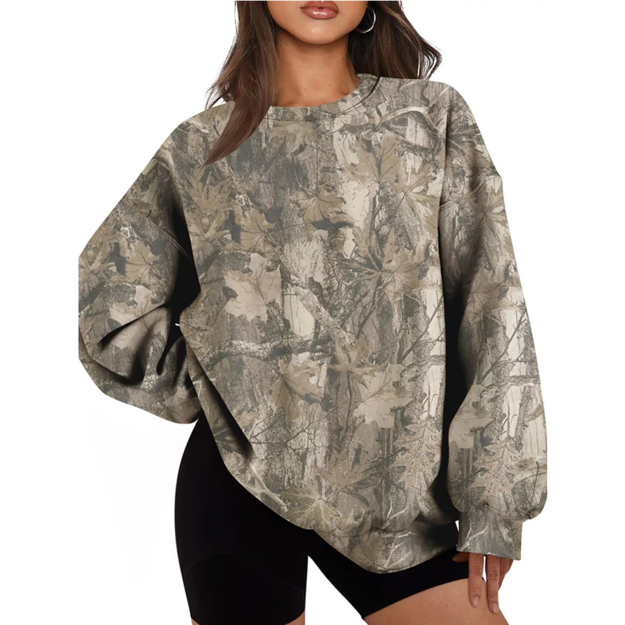 Oversized Printed Crew Neck Sweatshirt Apparel and Accessories