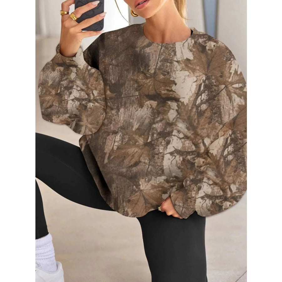 Oversized Printed Crew Neck Sweatshirt Apparel and Accessories