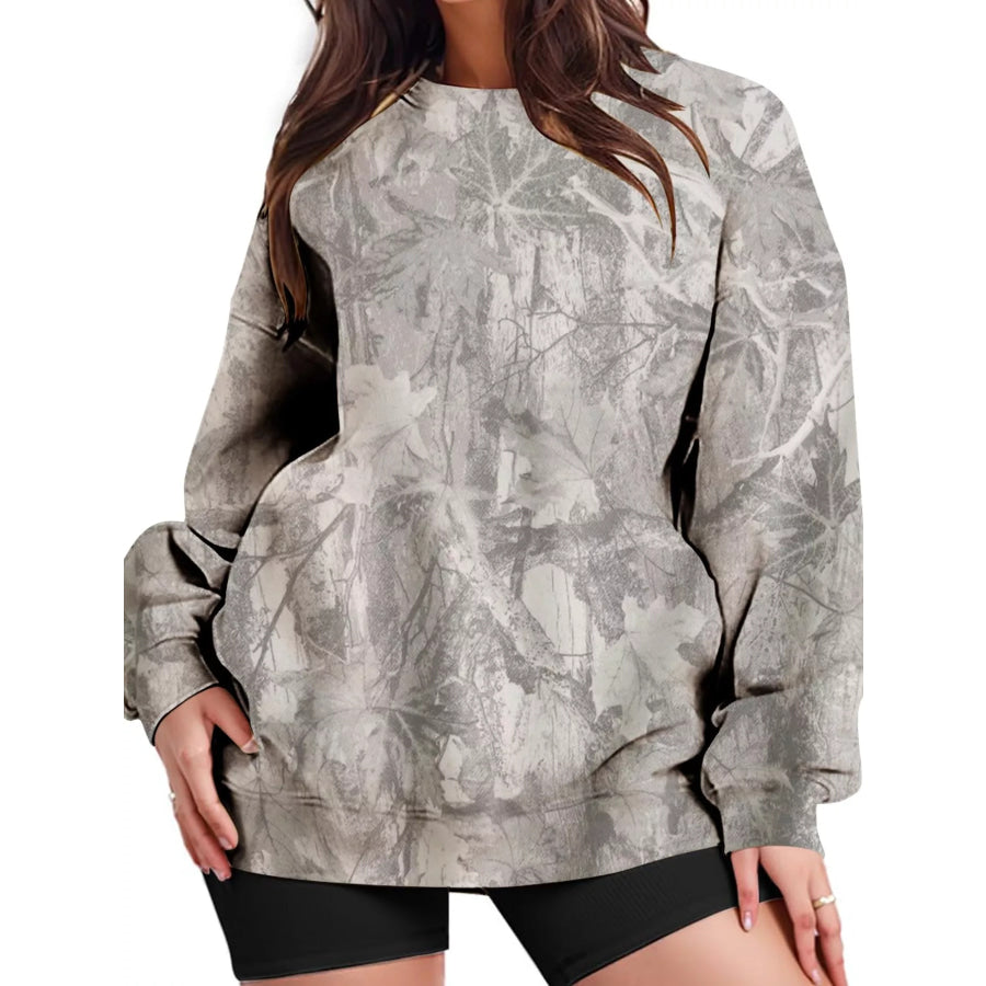 Oversized Printed Crew Neck Sweatshirt Apparel and Accessories