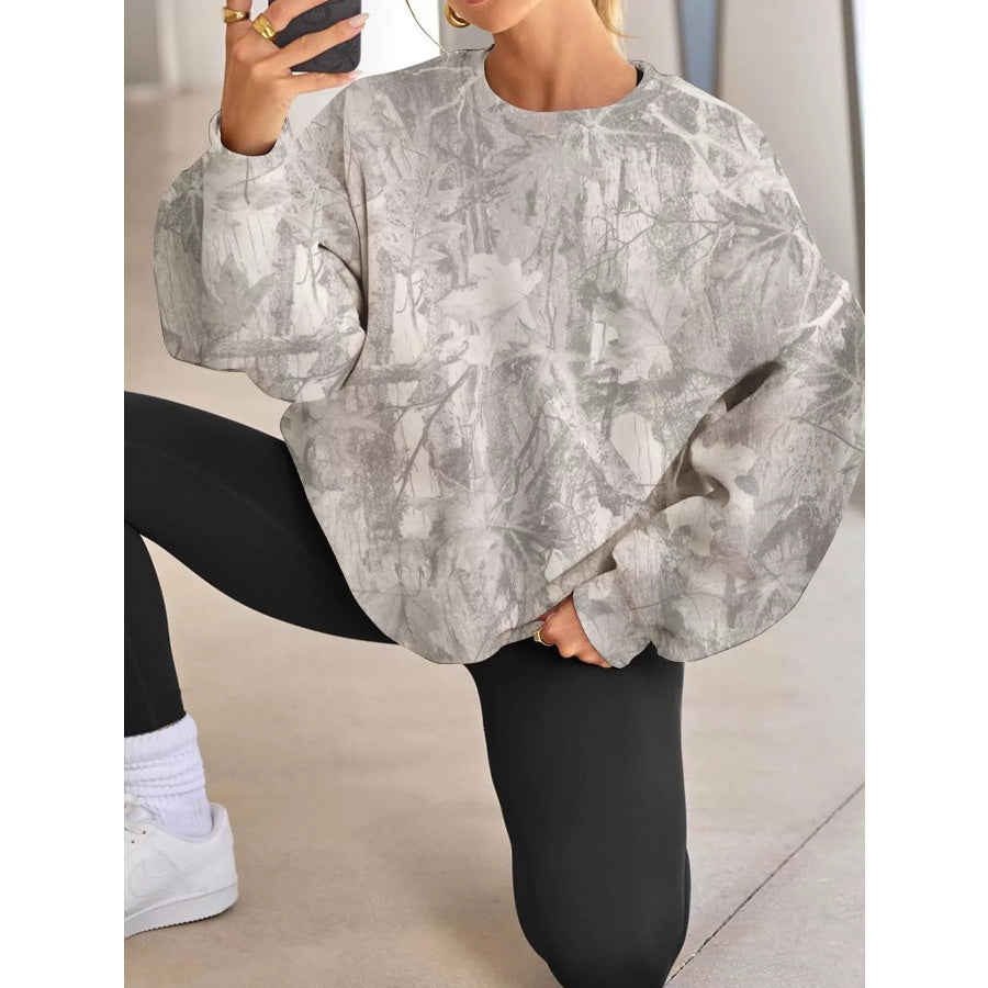 Oversized Printed Crew Neck Sweatshirt Apparel and Accessories