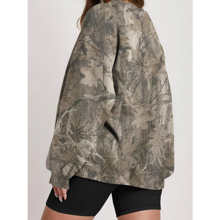 Oversized Printed Crew Neck Sweatshirt Apparel and Accessories