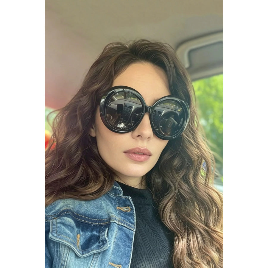 Oversized Round Frame Fashion Sunglasses Style A / One Size Apparel and Accessories