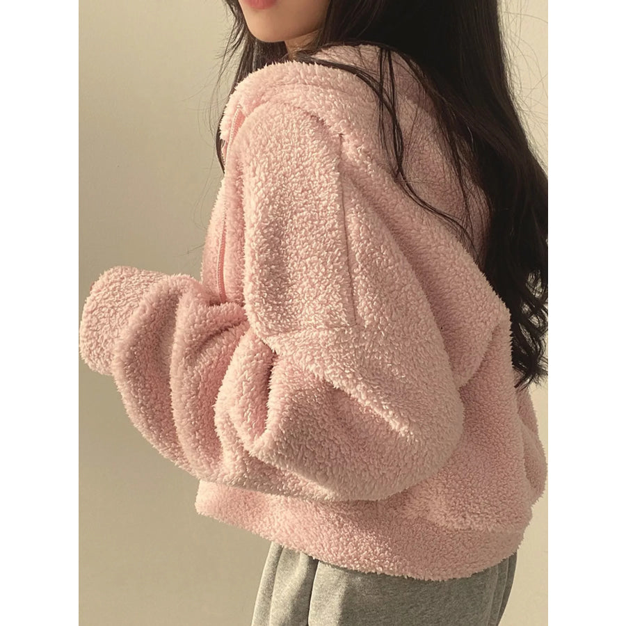 Oversized Sherpa Zip-Up Hoodie Apparel and Accessories