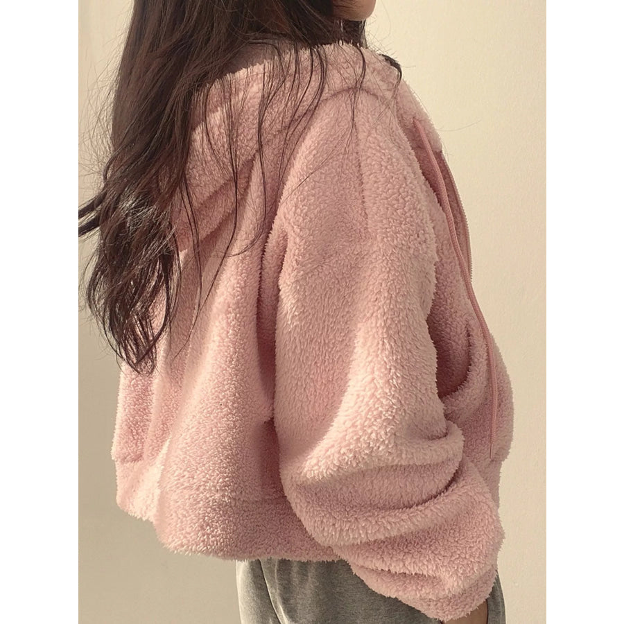 Oversized Sherpa Zip-Up Hoodie Apparel and Accessories