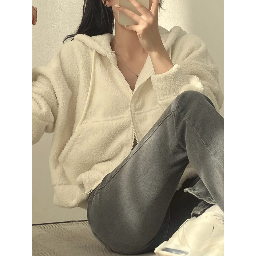 Oversized Sherpa Zip-Up Hoodie Apparel and Accessories