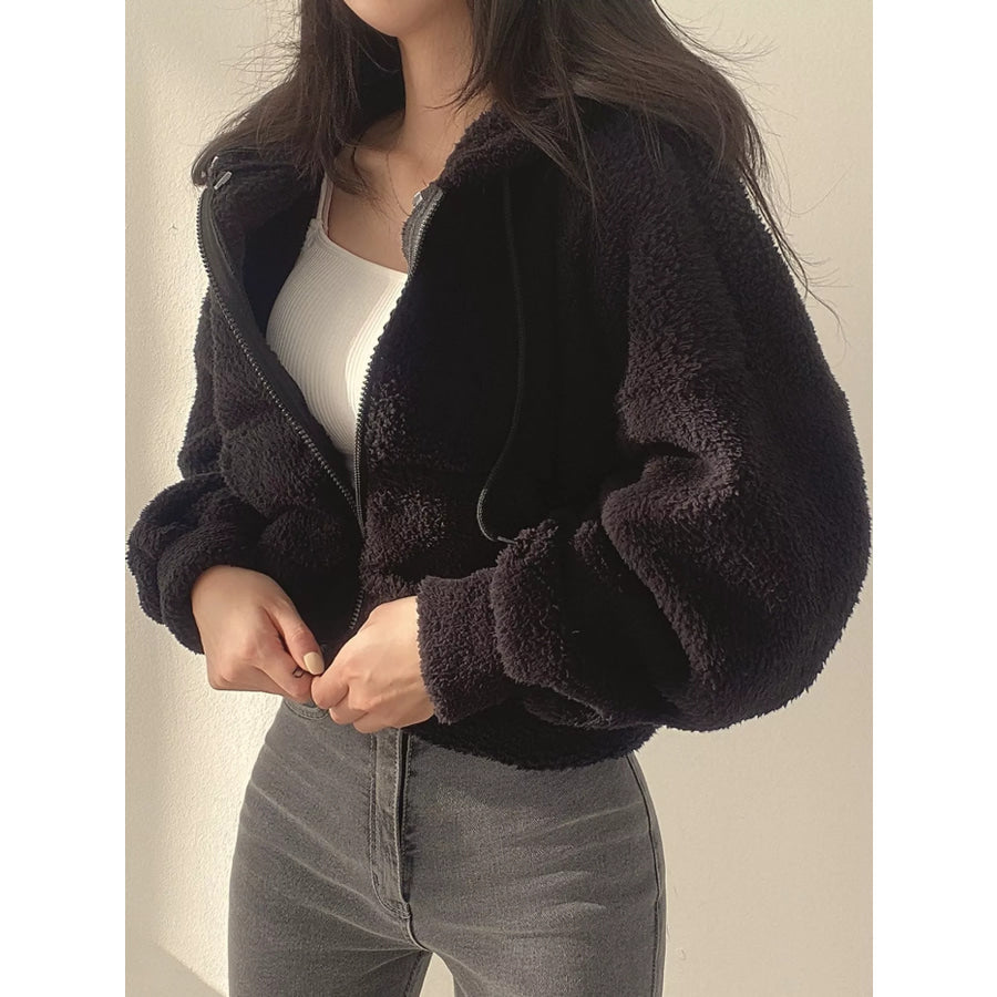 Oversized Sherpa Zip-Up Hoodie Black / M Apparel and Accessories