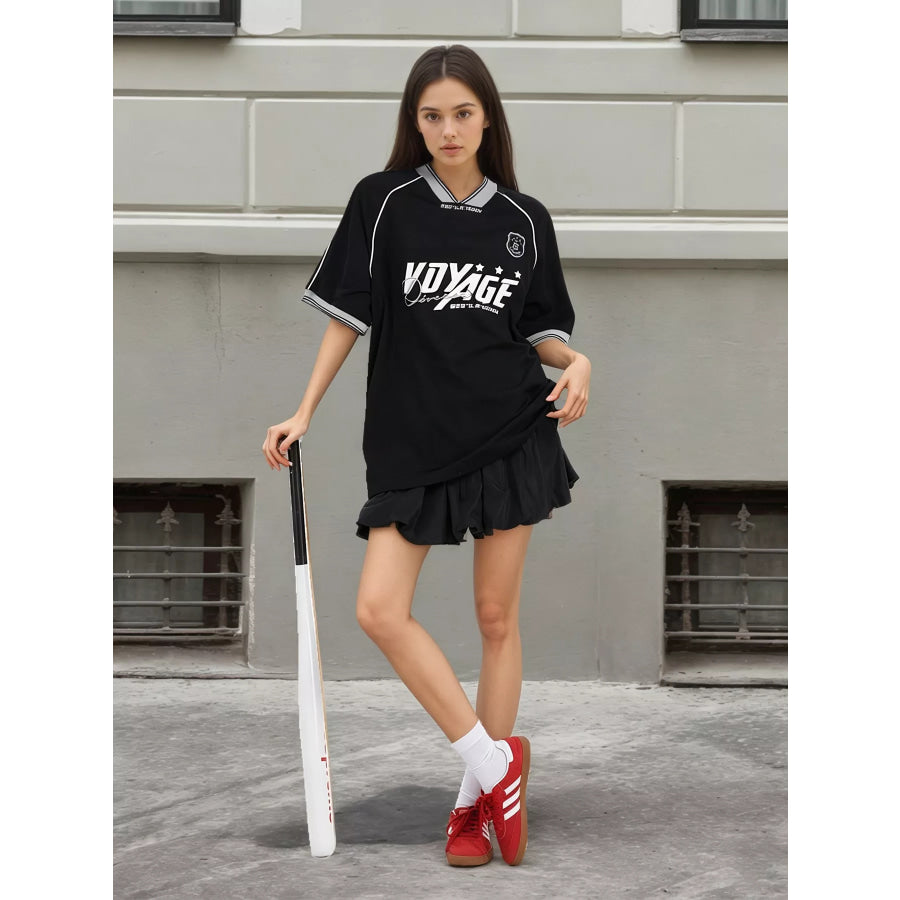 Oversized Sporty Graphic Short Sleeve T-Shirt Apparel and Accessories