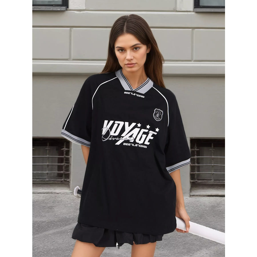 Oversized Sporty Graphic Short Sleeve T-Shirt Apparel and Accessories
