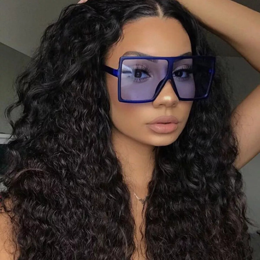 Oversized Square Sunglasses Blue / One Size Apparel and Accessories