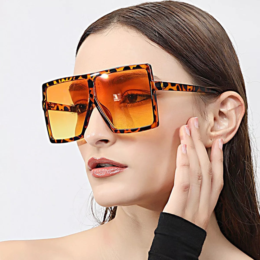 Oversized Square Sunglasses Caramel / One Size Apparel and Accessories