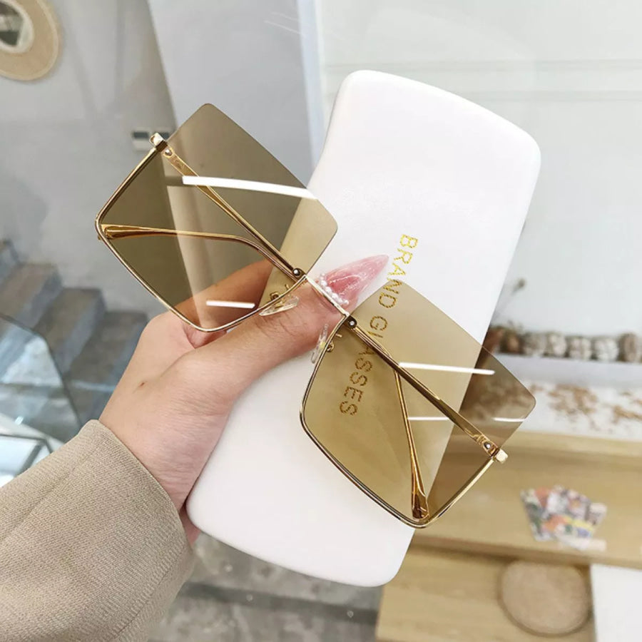 Oversized Square Sunglasses Tan / One Size Apparel and Accessories