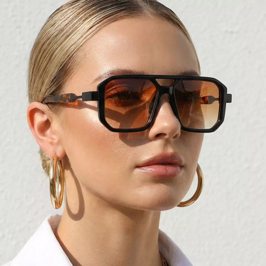 Oversized Square Sunglasses with Gradient Lenses Camel / One Size Apparel and Accessories