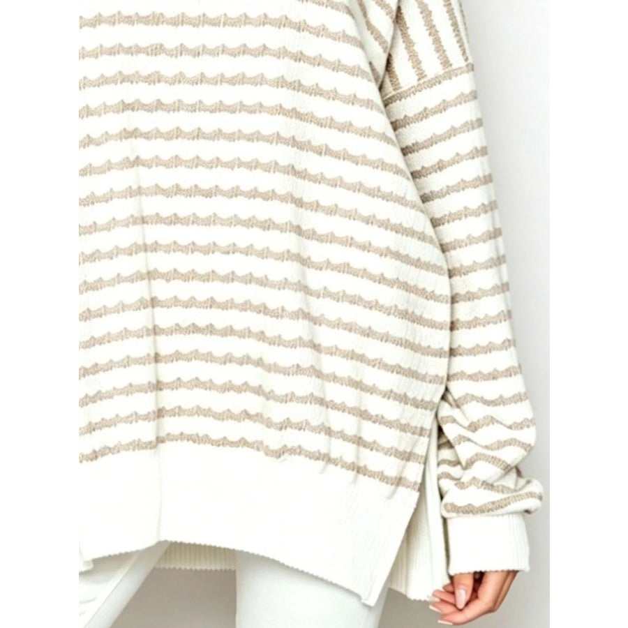 Oversized Striped Crew Neck Sweatshirt Apparel and Accessories