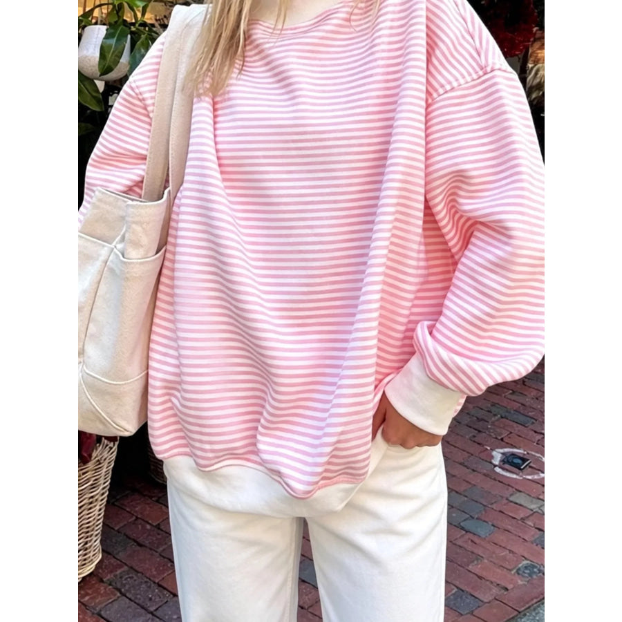 Oversized Striped Crew Neck Sweatshirt Apparel and Accessories