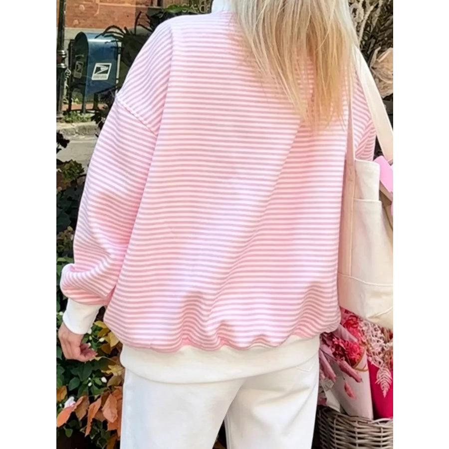 Oversized Striped Crew Neck Sweatshirt Apparel and Accessories