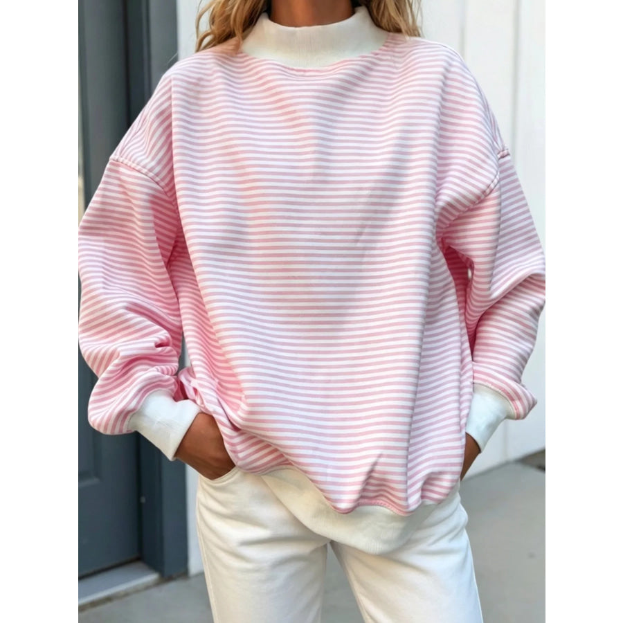 Oversized Striped Crew Neck Sweatshirt Apparel and Accessories