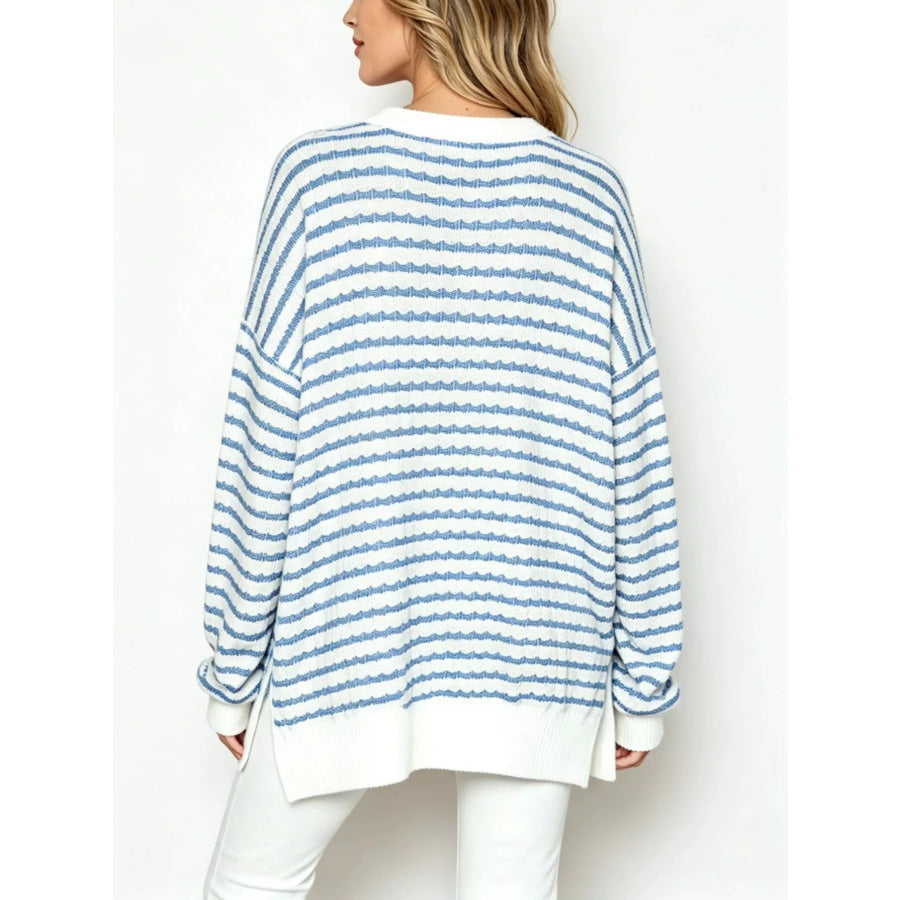 Oversized Striped Crew Neck Sweatshirt Apparel and Accessories