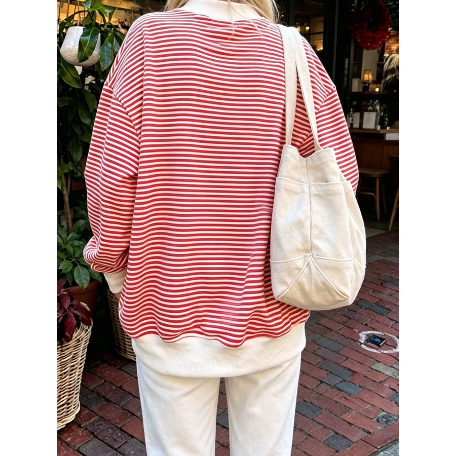 Oversized Striped Crew Neck Sweatshirt Apparel and Accessories