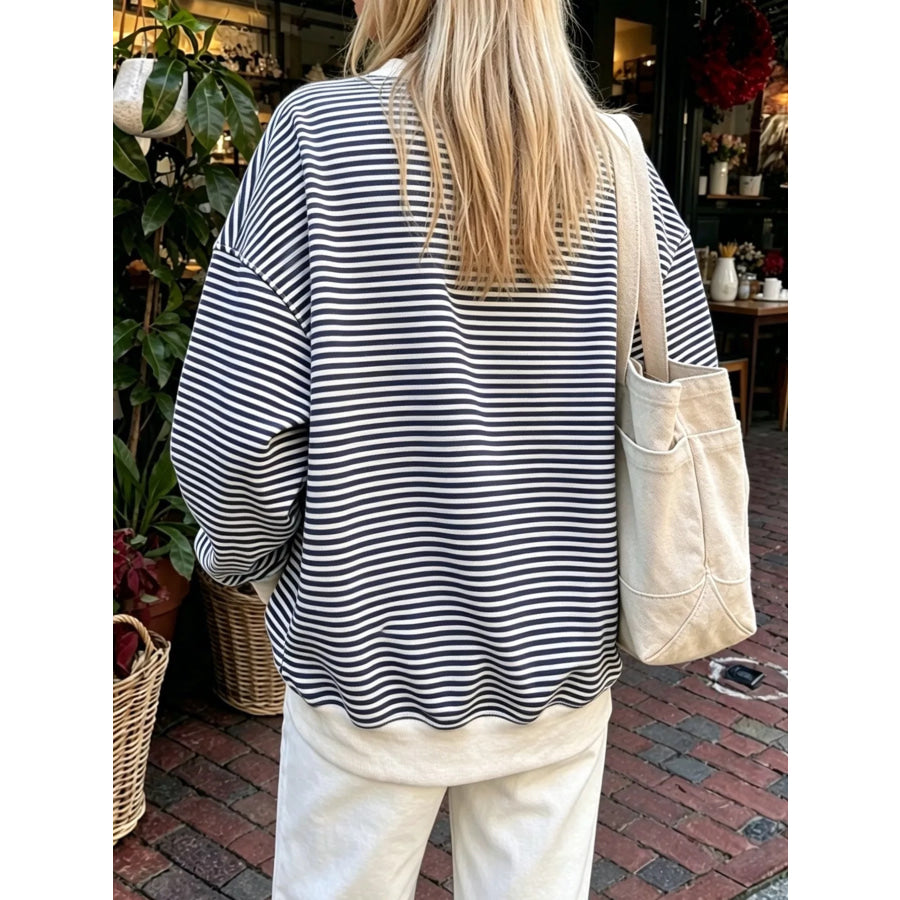 Oversized Striped Crew Neck Sweatshirt Apparel and Accessories