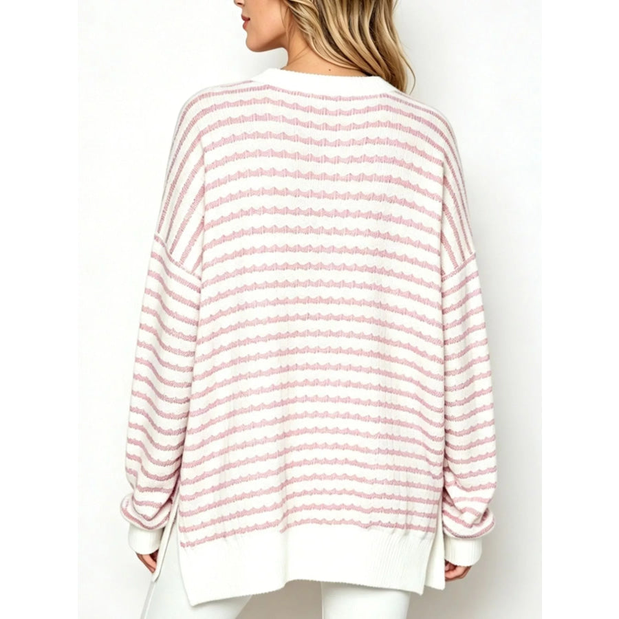 Oversized Striped Crew Neck Sweatshirt Apparel and Accessories