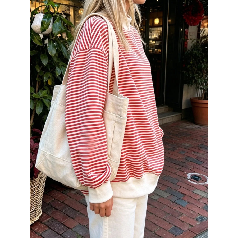 Oversized Striped Crew Neck Sweatshirt Apparel and Accessories