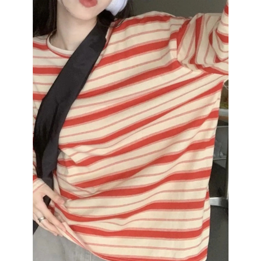 Oversized Striped Crew Neck T-Shirt Apparel and Accessories