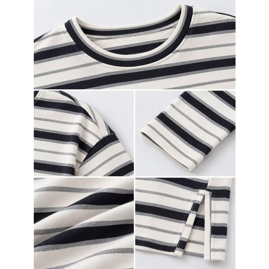 Oversized Striped Crew Neck T-Shirt Apparel and Accessories