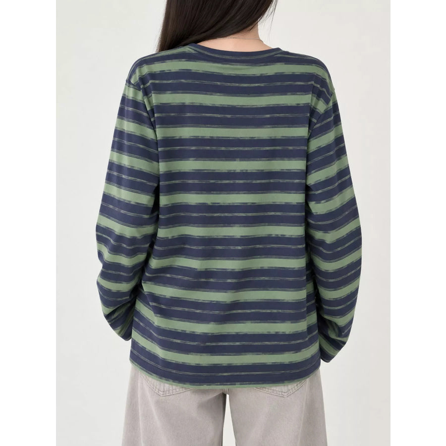Oversized Striped Crew Neck T-Shirt Apparel and Accessories