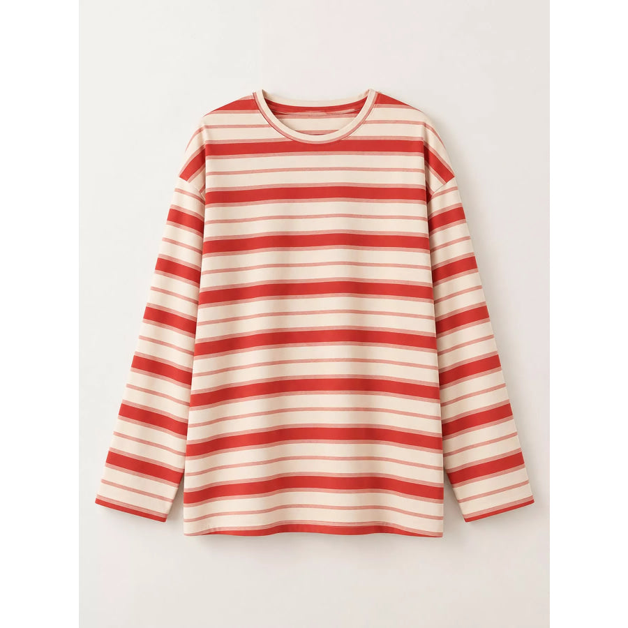 Oversized Striped Crew Neck T-Shirt Apparel and Accessories