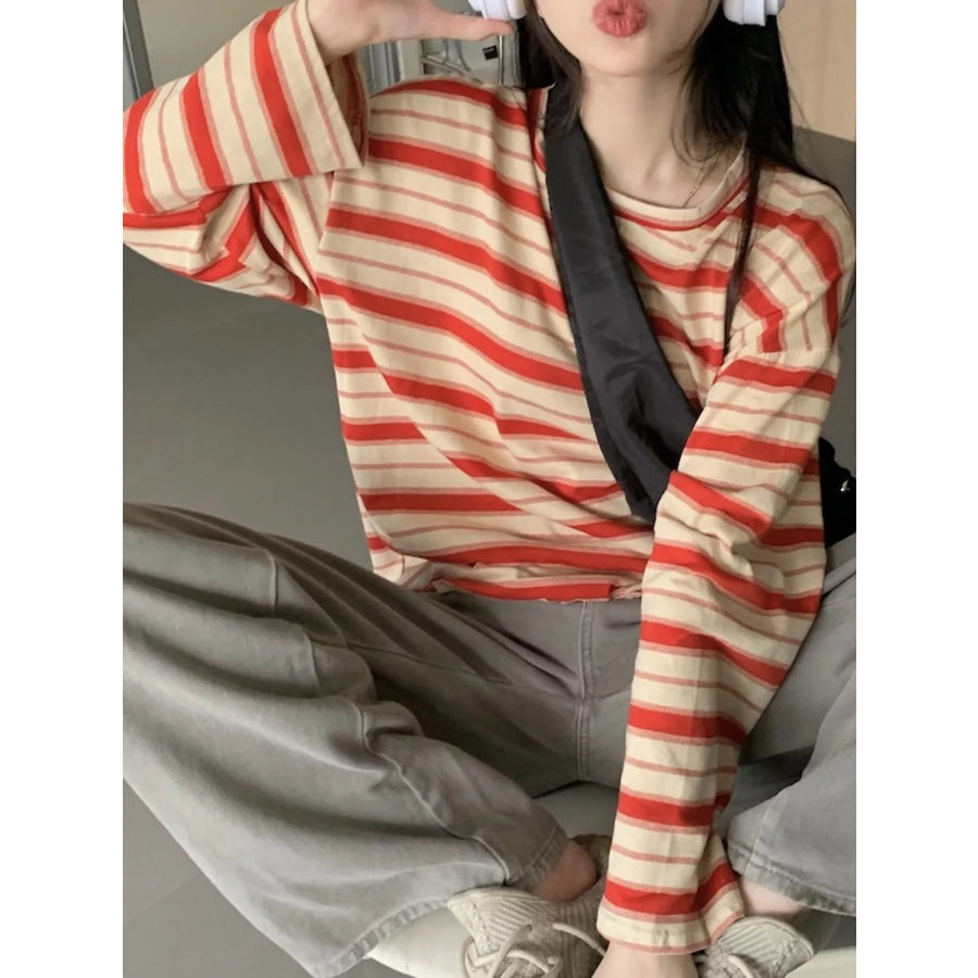 Oversized Striped Crew Neck T-Shirt Apparel and Accessories