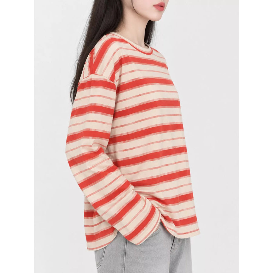 Oversized Striped Crew Neck T-Shirt Apparel and Accessories