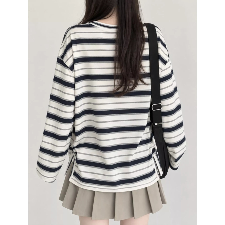 Oversized Striped Crew Neck T-Shirt Apparel and Accessories