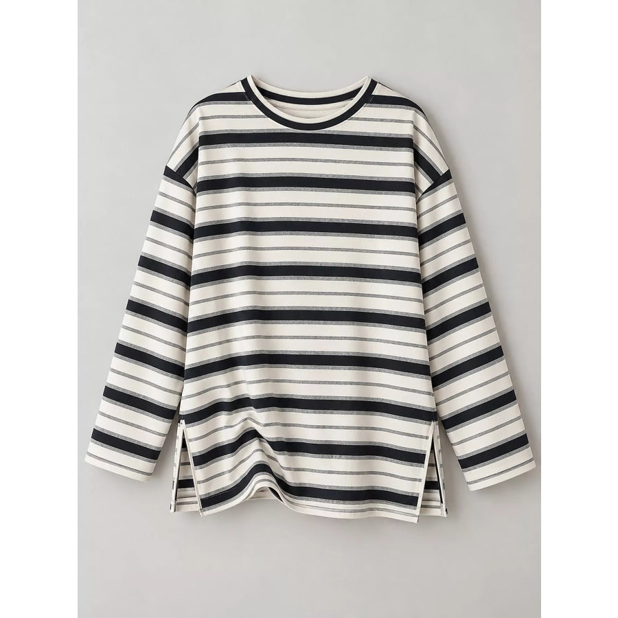 Oversized Striped Crew Neck T-Shirt Apparel and Accessories