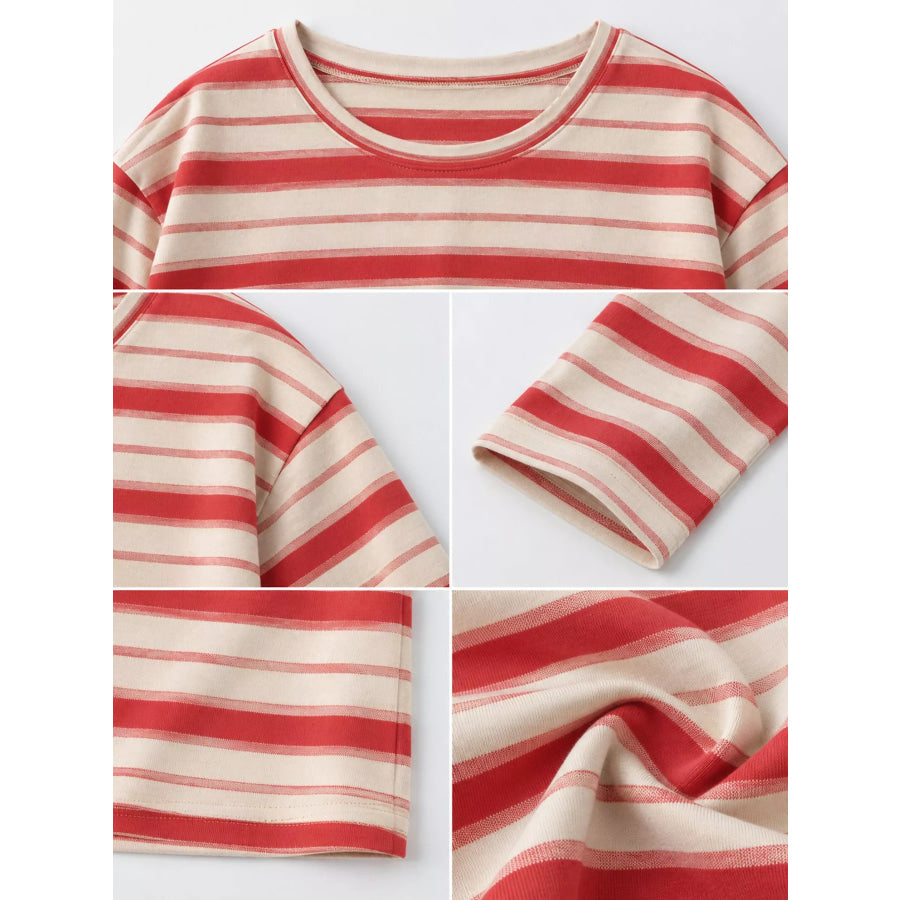 Oversized Striped Crew Neck T-Shirt Apparel and Accessories